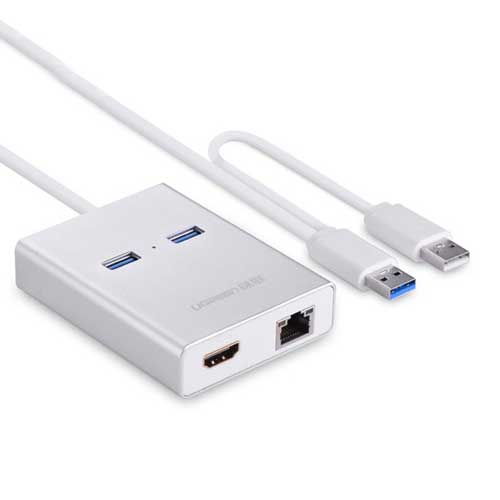 C&#225;p chuyển USB 3.0 to HDMI, LAN, USB Ugreen 40255 HK