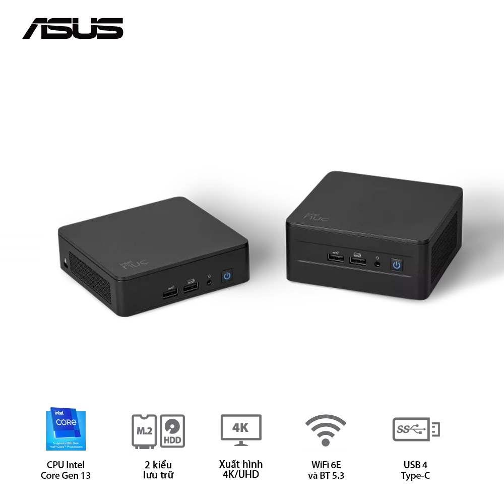 Mini PC ASUS INTEL NUC13ANHi5 MR6160 NUC 13 Pro (RNUC13ANHi50006) | Intel Core i5-1340P | DDR4 | Iris Xe | NVMe SSD | WiFi 6E | BT 5.3 | 8K Support | HTPC | Gaming | Đen | 0624