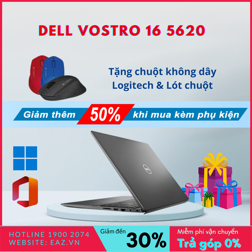 Dell Vostro 5620 (70282719) | Intel&#174; Alder Lake Core™ i5 _ 1240P | 16GB | 512GB SSD PCIe | Intel&#174; Iris&#174; Xe Graphics | 16.0 inch Full HD+ | Win 11 _ Office 2021 | Finger | LED KEY | 0622F