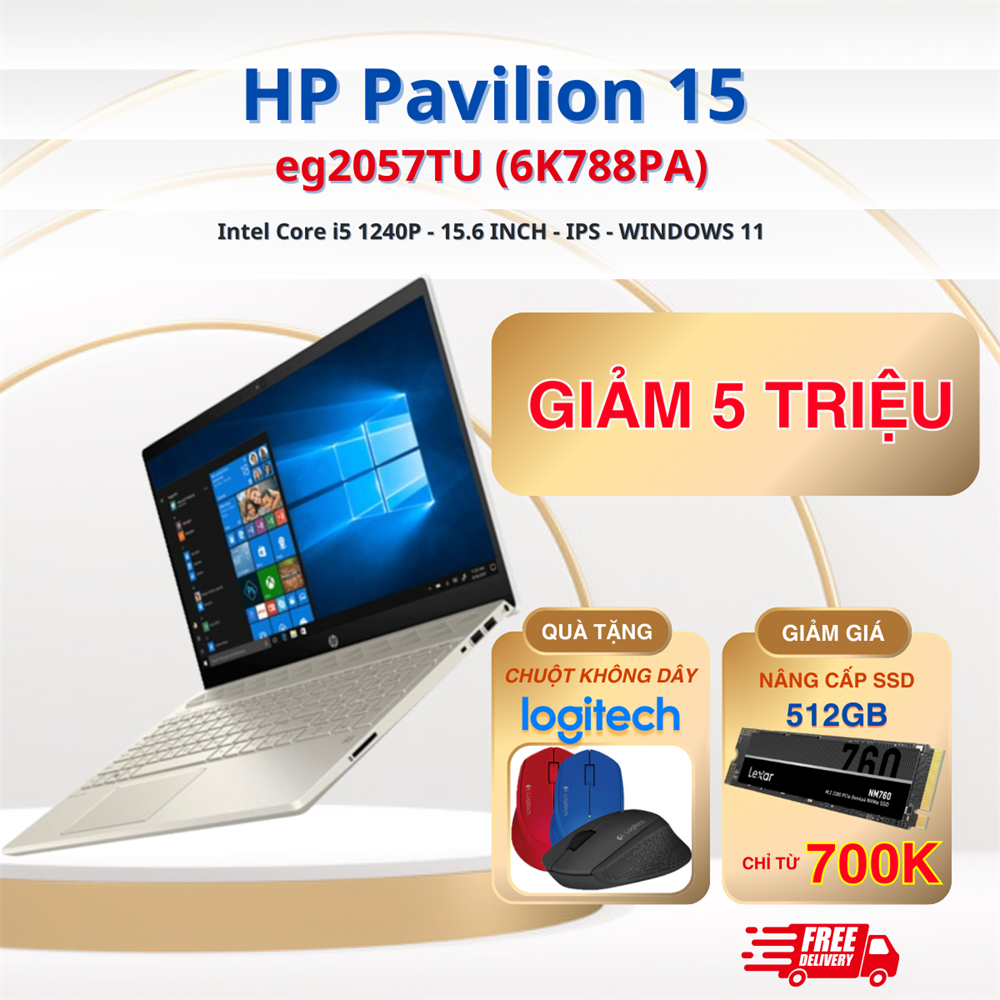 HP Pavilion 15 eg2058TU (6K788PA) | Intel&#174; Alder Lake Core™ i5 _ 1240P | 8GB | 512GB SSD PCIe Upgrade | Intel&#174; Iris&#174; Xe Graphics | 15.6 inch Full HD IPS | 22DNC