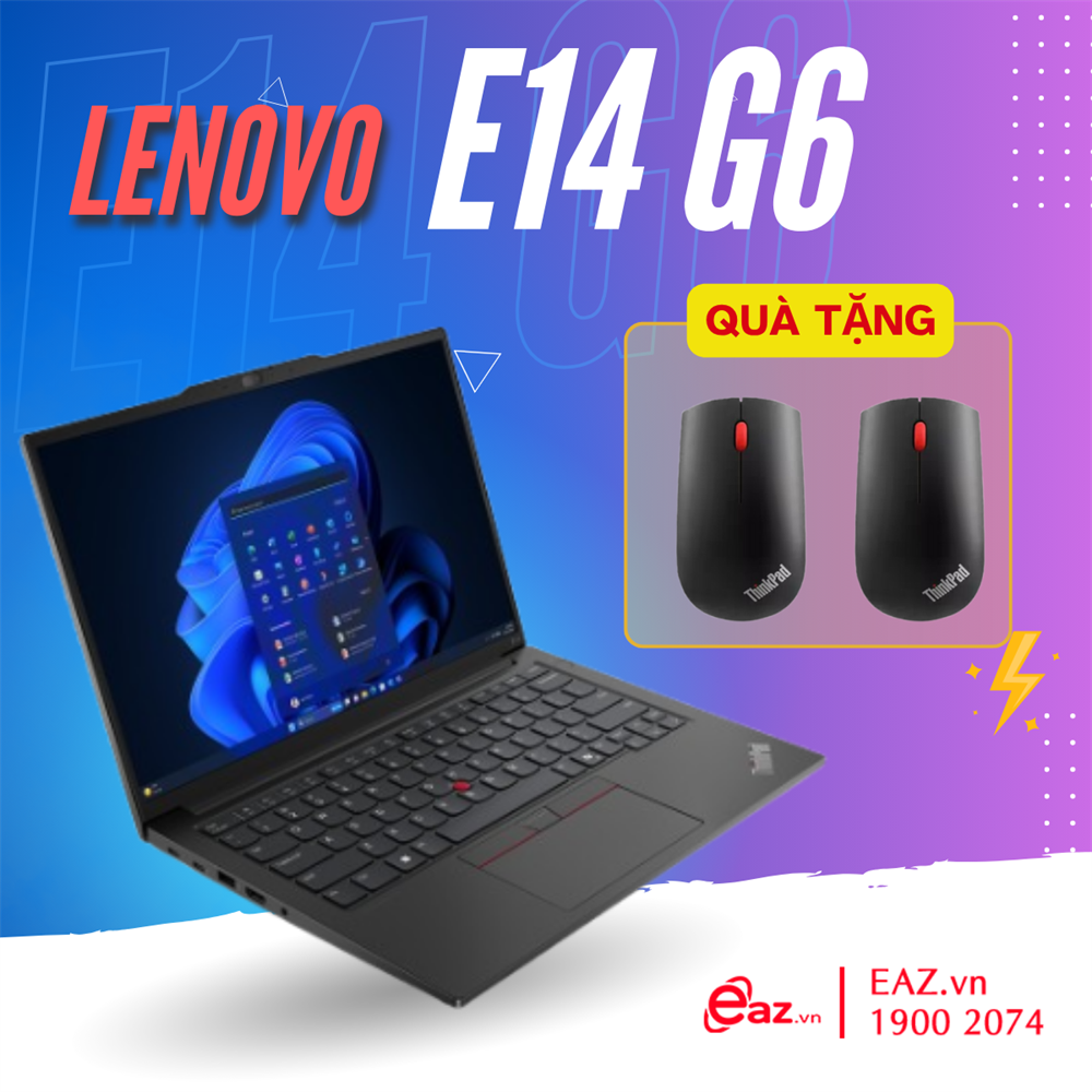 Lenovo ThinkPad E14 Gen 6 (21M7004WVA) | Intel Ultra 7 155H | 16GB | 512GB SSD PCIe | Intel® Arc™ Graphics | NPU Upto 11 TOPS | 14 inch WUXGA IPS | IR Camera | Finger | LED KEY | NoOs | Black | 0625